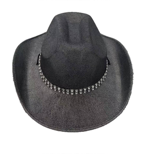Sombrero de Vaquero Negro de Color Sólido, Fibra Modal, Unisex, Estilo Occidental, para Fiestas, Protección Solar, Cuatro Estaciones - Product Image 1