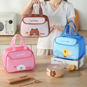 กล่องข้าวเก็บความร้อนกันน้ำ หนัง PU น้ำหนักเบา 1 กก. พกพาสะดวก กล่องเบนโตแบบใช้ซ้ำได้ กระเป๋าเก็บความเย็นลายการ์ตูนสุดหรู พร้อมซิป - Product Image 1