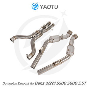 Catted xúc tác downpipe tiêu đề cho Mercedes Benz w221 S500 S600 5.5t Thép không gỉ SS304 hệ thống ống xả - Product Image 3