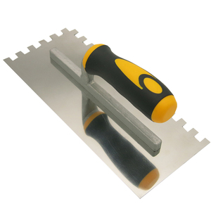 Vente en gros de truelle à béton en acier inoxydable avec manche en caoutchouc et lame crantée truelle en plastique pour le plâtrage - Product Image 1