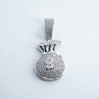Sac à argent de style hip-hop chinois, pendentif symbole du dollar et chaîne cubaine, bijoux sertis sur toute la surface, tendance dans les rues d'Europe et d'Amérique