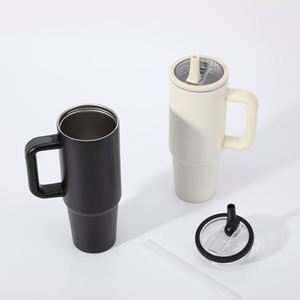 Nuevo Vaso de Regalo Minimalista con Aislamiento al Vacío, Vaso de Acero Inoxidable con Asa, Antiderrames, Plegable, con Pajita, Portátil para Uso en el Automóvil - Product Image 4