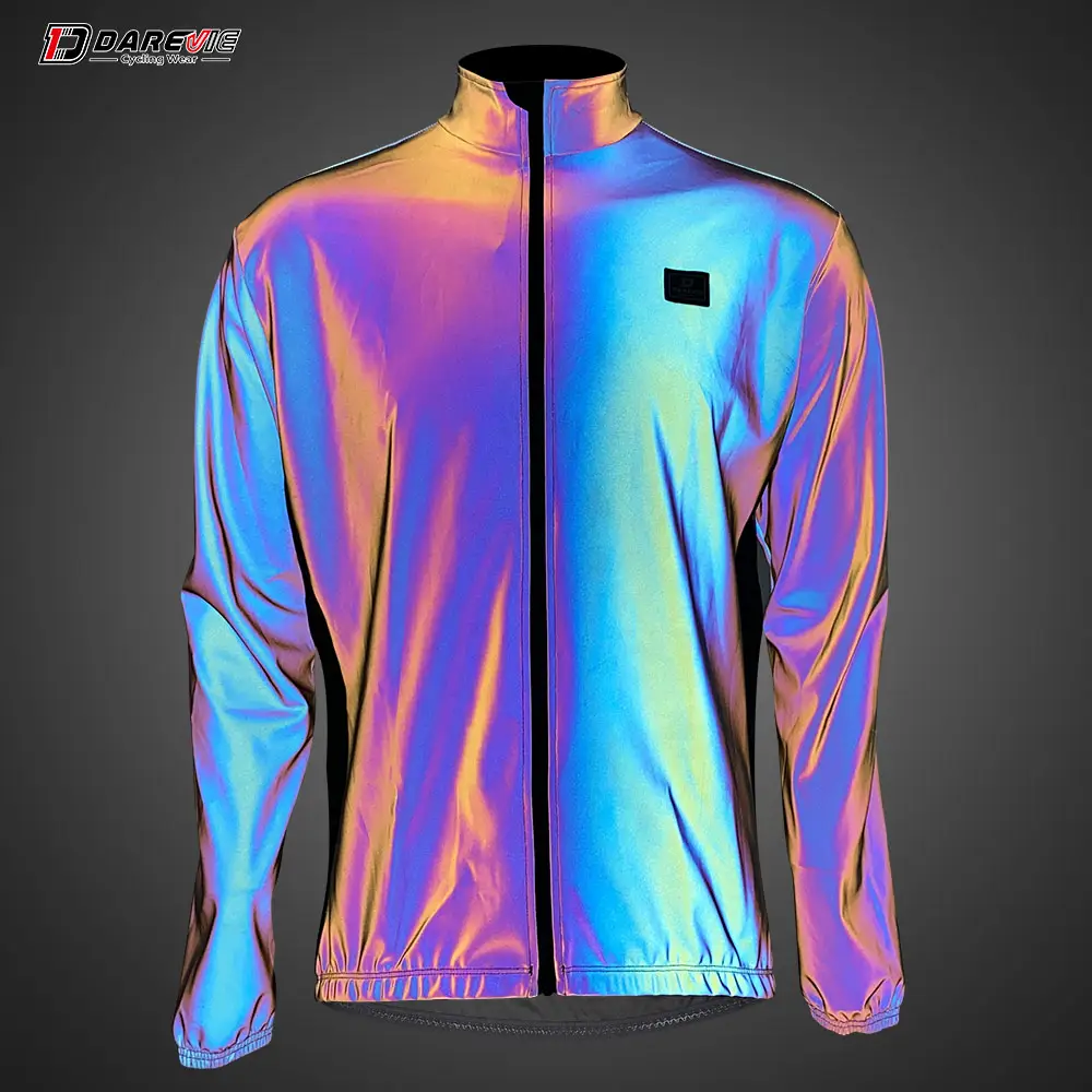 Darevie-Chaqueta de ciclismo deportiva impermeable para mujer, chaqueta reflectante de tela de arcoíris a prueba de viento