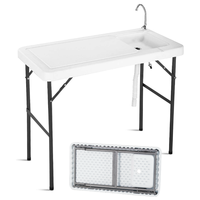 Table de filet de poisson pliante en plastique HDPE pratique de haute qualité avec évier pour pique-nique en plein air Camping pêche