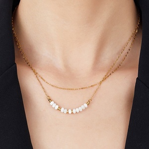 Collar de Acero Inoxidable con Doble Diseño, Chapado en Oro de 18k, Resistente al Agua y al Deslustre, con Logotipo Personalizado para Mujer - Product Image 1