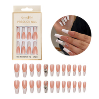 OEM vente en gros de haute qualité française presse sur les ongles conseils Logo personnalisé cercueil pré-conçu de luxe presse sur les ongles