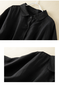 <span class=keywords><strong>Camicia</strong></span> ampia Casual da <span class=keywords><strong>donna</strong></span> taglie forti in cotone crêpe traspirante tessuto in tinta unita con decorazione a bottone per l'estate - Product Image 6