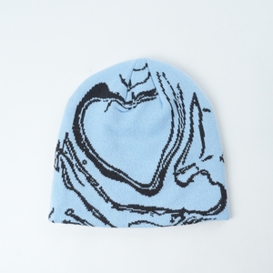 Gorro de punto Jacquard de lana 50% con patrón de corazón azul cielo, gorro de invierno Unisex, gorro de punto suave y cálido para hombres y mujeres, gorro de lana 50% - Product Image 2