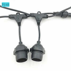 QY-01 ที่วางโคมไฟแบบกันน้ำกลางแจ้ง E27 พร้อมสายต่อขยาย IP65 สายเคเบิล PVC ปลั๊ก C20 ซ็อกเก็ต IEC - Product Image 2