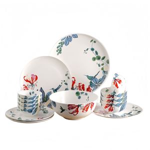 Service de table en céramique de luxe durable, design moderne, motif paysager, comprenant assiette, cuillère et tasse en porcelaine pour usage domestique, personnalisable - Product Image 1