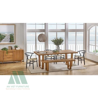 Tables à manger de haute qualité fabriquées au Vietnam, design moderne, en bois massif, rectangulaires, garantie 1 an, services OEM ODM, vente en gros