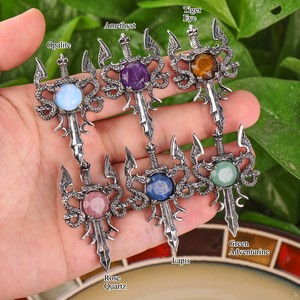 Mặt Dây Chuyền Quyến Rũ Thanh Kiếm Rồng Bay Luân Xa Chữa Bệnh Bằng Đá Tự Nhiên Đồ Dùng Phù Thủy Thủ Công Trang Sức Tự Làm - Product Image 2