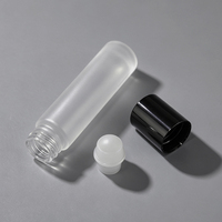 Flacons compte-gouttes cylindriques miniatures en verre dépoli transparent de 15 ml et 20 ml pour huiles essentielles et soins de la peau avec bouchon blanc ou noir