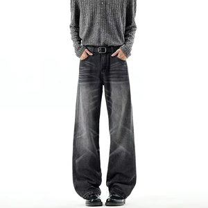 Jeans pour hommes au design haut de gamme et tendance - Nouvelle marque américaine à la mode, coupe droite décontractée, délavée, style streetwear - Product Image 4