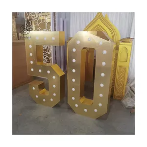 Shiny Gold Marquee Letter Acrylic Marquee Numbers Customized Sizes and Designs For Wedding Party Events