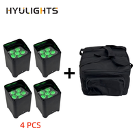 4 Piezas de Luces Par Inalámbricas de Batería RGBAW+UV de 6x18W 6 en 1 con Bolsa, Control Remoto DMX, Iluminación LED para Escenario, para Fiestas de DJ
