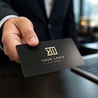 Cartes de visite métalliques personnalisées avec logo, en acier inoxydable noir mat, gravées, cartes de membre en PVC plastique imprimées