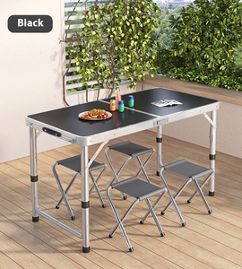 Mesa de comedor y sillas plegables cuadradas portátiles de aleación de aluminio, adecuadas para picnics y camping. - Product Image 3