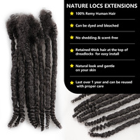 Venta caliente Afro Kinky Natural Human Rasta Hair 10 pulgadas 0,4-1,0 cm Natural Black Human Dread Textured Locs