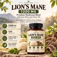 Capsules de Champignons Complexe Crinière de Lion OEM 1200mg 60 Capsules Marque Privée Complément Alimentaire pour la Mémoire, la Concentration et le Soutien Immunitaire