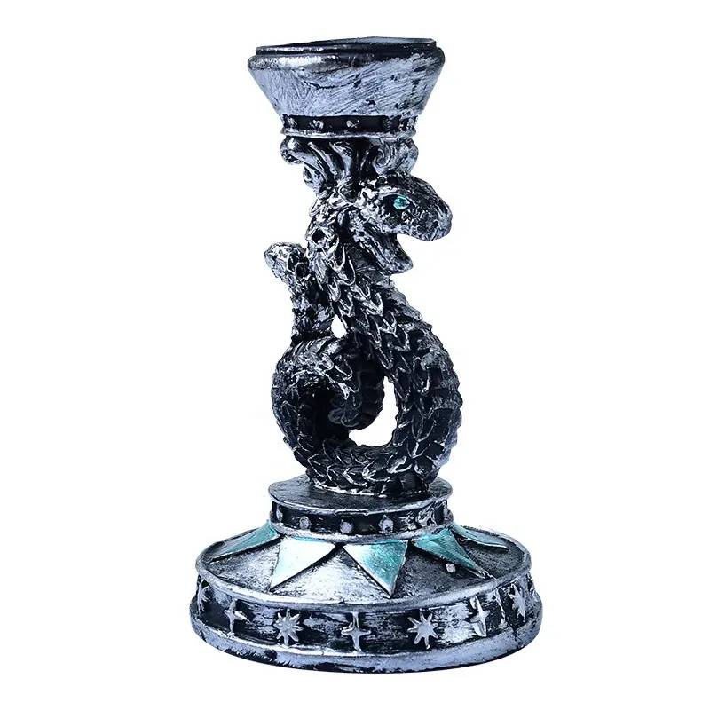 Resin green eye silver snake decoration home decoration crafts crystal ball base raw stone ore display bracket