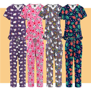 2025 estampados Unisex personalizar 3 bolsillos Scrubs Top y pantalones uniformes de Hospital con bolsillos Doctor uso enfermera divertido Scrub Sets - Product Image 1
