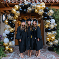 Ensemble de 50 ballons en latex brillant noir, blanc et or de 12 pouces pour décorations d'anniversaire, de mariage et de remise de diplôme