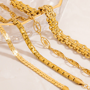 Pulsera de Acero Inoxidable Chapada en Oro de 18K, Cadena Cubana de Doble Capa, Diseño Geométrico, Joyería Unisex - Product Image 2