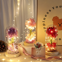 Lampu Hias Kaca Berbentuk Kubah dengan Bunga Hydrangea Awet Buatan Tangan Shangchu untuk Hadiah Hari Valentine dan Hari Ibu