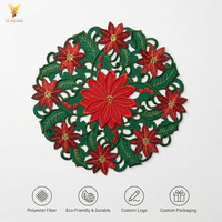 Napperons de table brodés Ychon Creative American Christmas, résistants à la chaleur, découpés en forme de fleurs, pour mariages et décorations de fête