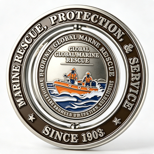 Pièce de monnaie personnalisée 3D rotative en alliage de zinc double couche, commémorative d'honneur, sur le thème du sauvetage maritime et des sports nautiques, souvenir du service de sauvetage maritime - Product Image 5