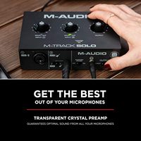 Interfaz de Audio USB M-AUDIO M-Track Solo, Entradas RCA de 1/4 de Pulgada TRS, Grabación, Transmisión, Podcast, Línea XLR DI Plus, Paquete de Software
