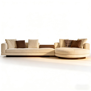 Sofá Modular Curvo de Tela Gris Claro, Estilo Moderno y Minimalista, Sofás <span class=keywords><strong>para</strong></span> Sala de Estar, Cojines con Bloques de Color que Enriquecen las Capas Visuales - Product Image 2