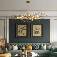 Lustre en Cuivre Modèle Prunier, Art Moderne Unique, pour Villa, Salon de Thé, Restaurant, Project, Luminaires Suspendus LED Dorés, CRI Élevé, Garantie 3 Ans