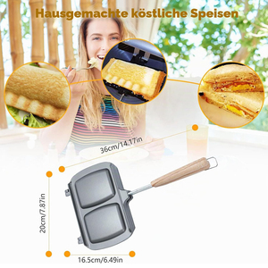 Popular <b>Portable</b> Sandwich Cake Mold Aluminium Roasting Pan Outdoor Use Two Side Breakfast Sandwich <b>Grill</b> Pan - Product Image 4