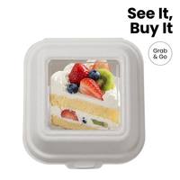 Boîte à gâteau en pulpe moulée compostable jetable avec fenêtre transparente carrée, biodégradable, pour tiramisu, mousse, crème, pâtisserie