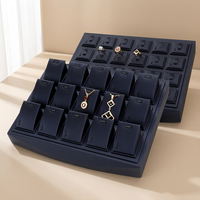Plateau de présentation de bijoux en cuir PU fait main empilable en gros FSD pour bagues, pendentifs, bracelets et colliers