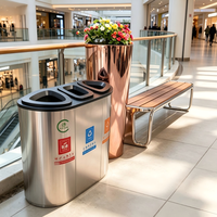 Pot de fleurs en acier inoxydable poli miroir de luxe, grand cylindre, pour la décoration intérieure d'hôtels haut de gamme