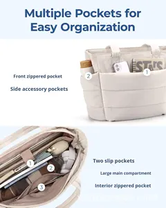 Bolso de mano supergrande para mujer, ligero, estilo deportivo diario, fabricante personalizado, <span class=keywords><strong>grande</strong></span>, impermeable, acolchado, <span class=keywords><strong>bolsa</strong></span> acolchada, patrón de letras - Product Image 3