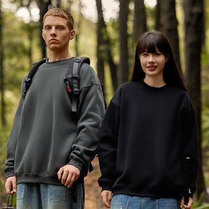 Sweat-shirts à col rond surdimensionnés pour hommes, en molleton à épaules tombantes, de haute qualité, avec impression en relief, broderie lourde, personnalisés, 350 g/m² - Product Image 2