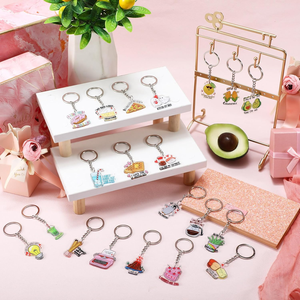 100Pcs Valentine's Day <b>Cute</b> for Heart Cartoon Printed Light Weight Waterproof Acrylic Keychains Irregular Shape <b>Keyring</b> Gifts - Product Image 1