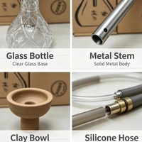 Ensemble de chicha classique de luxe en laque dorée avec tige en acier inoxydable, coffret cadeau durable