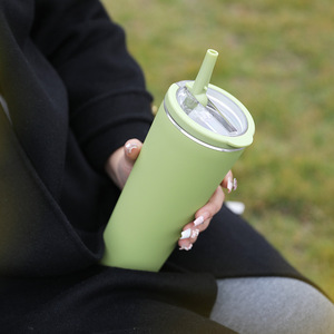Stainless Steel Insulated Tumbler With Straw 20Oz <b>Vacuum</b> Sealed <b>Portable</b> Outdoor Travel Cup - Product Image 1
