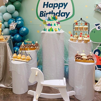 Support de présentation cylindrique en fer blanc KH pour table de desserts et gâteaux, idéal pour la décoration de mariages et événements.