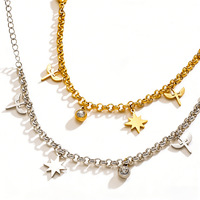 Bracelet à maillons en acier inoxydable plaqué or 18 carats avec étoile à huit branches, style européen et américain, pour femme, cadeau tendance