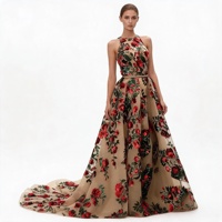 Robe de soirée longue élégante pour femme, ornée de sequins et de motifs floraux roses, robe de bal de demoiselle d'honneur, longueur maxi, traîne naturelle, pour mariée