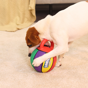 GiGwi Interactive Pet Sports Gummi Basketball Luftgepumptes Hundes pielzeug 14cm Basketball mit Gummi griff für mittlere Hunde - Product Image 1