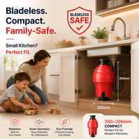 Triturador de Residuos Alimenticios Silencioso con Motor PMDC de 1/2HP, Triturador de Basura Doméstico para Cocina, Acero Inoxidable, Certificado CE, Alimentación Continua