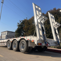 Semi-remorque surbaissée à 3 essieux, 80-100 tonnes, extensible, avec col de cygne détachable pour le transport d'excavatrices