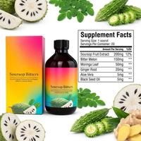 Bioby OEM Vente en gros Liquide oral amère de corossol et de Moringa pour le soutien de la santé digestive et le bien-être 16oz Hommes Femmes Adultes